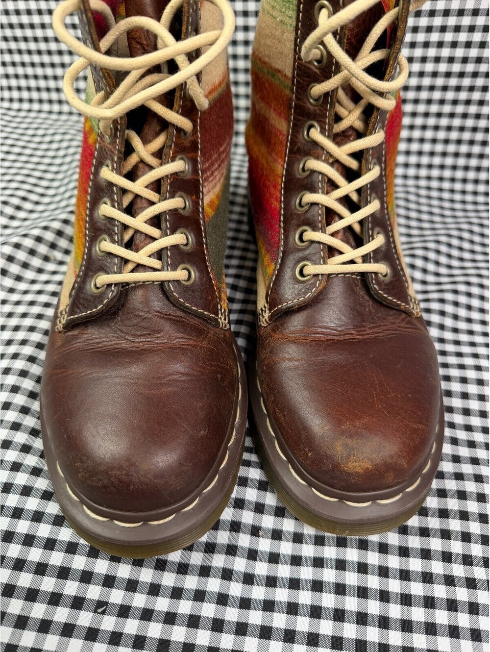 Dr Martens x Pendleton 1460 Boots Womens 8 UK 6 Wool Leather Stripe Rare Collab - Picture 3 of 7